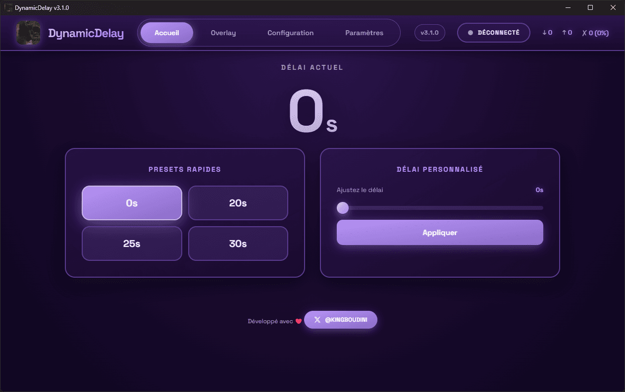 Apercu de l'application DynamicDelay